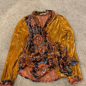 Anthropologie Velvet Wrap Top